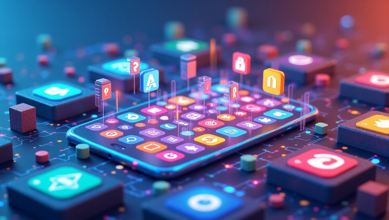 Visual representation of mobile app ecosystems demonstrating multiple app store options